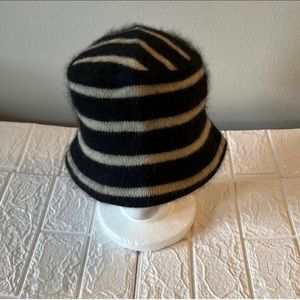 Striped Angora Bucket hat.